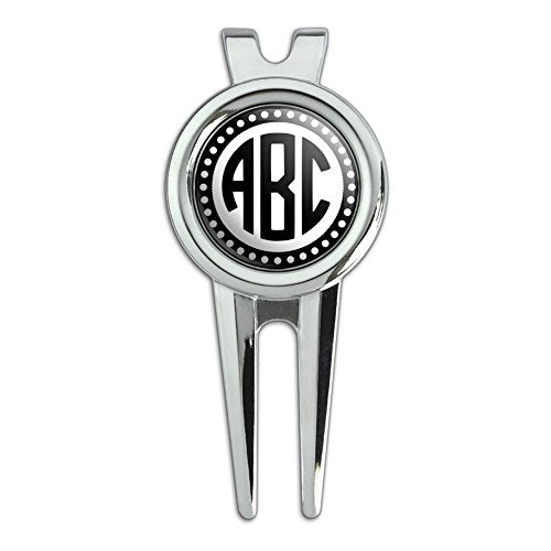Graphics and More Personalized Custom Golf Divot Repair Tool and Ball Marker - Monogram Circle Font Scalloped Outline | Customize with Your Own Initials