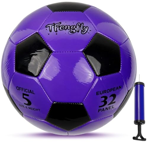 Size 2, 5 Soccer Ball with Pump Needle-Training Recreation Soccer Ball Size 2, 5 Thicker PU Tight Weaved Mini Soccer Ball for Teen Boy Girl Outdoor/Indoor League Game Practice Training - color: Black+Purple, size: Size 5