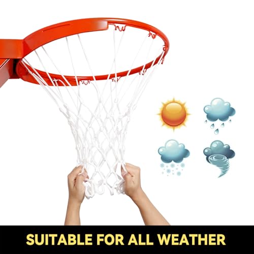 Nylon Heavy Duty Basketball Net Replacement – 60-Line High Density Thickened Net, Anti-Whip Anti-Tangle, All Weather Indoor Outdoor, Fits Standard 12 Loops Rim (Swish Sound for Pro Competition)