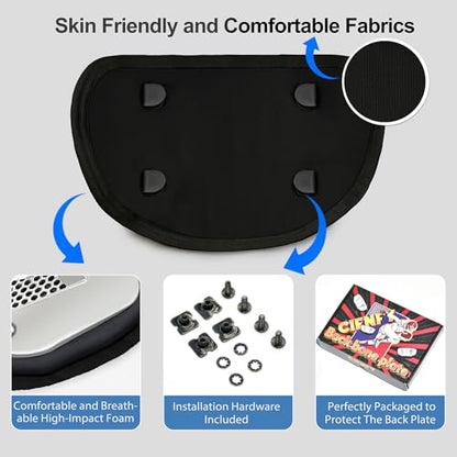 Football Back Plate, Lower Backplate with Hard Shell, High Impact Padding and Durable Adjustable Straps for Youth and Adults - color: Silver, size: Youth