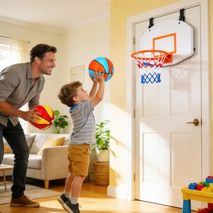 4 Packs Mini Basketballs 7 Inch Size 3 with Pump, Kids Small Basketball Set for Basketball Hoop Pool Party Games Indoor Outdoor Play Sports Toys Bouncy Basket Balls for Kids Toddlers 1-3 3-5 5-7 Gifts
