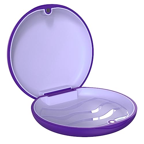 Retainer Case with Silicone Inner & Magnetic Closure – Hard Shell Portable Box for Aligners, Retainers, Braces, Night Guard - Purple - color: Purple