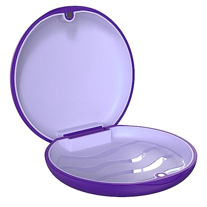Retainer Case with Silicone Inner & Magnetic Closure – Hard Shell Portable Box for Aligners, Retainers, Braces, Night Guard - Purple - color: Purple