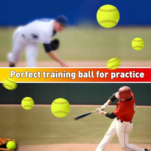 Sports Practice Softballs Slow Pitch Official Size and Weight Softballs, Unmarked Leather Covered Training Ball for Games, Practice and Training - size: 11 Inch