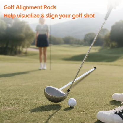 Ihomepark Golf Magnetic Alignment Rods, Club Face Golf Training Tool, 16” Golf Alignment Magnet Swing Trainer Aid, White - size: 2 Ses