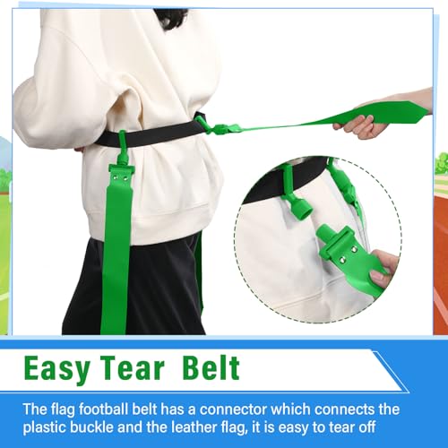 Hungdao 10/12 Players Flag Football Belts and Flags Adjustable Football Belts for Kids Teens Adults Team Training Sport Event - color: Yellow, Green