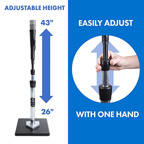 Tanner Tee The Original Batting Tee – Adjustable Pro Hitting Tee for Baseball & Softball, Steel Shaft, Composite Base, Hand-Rolled Rubber Top, 26"-43" Height