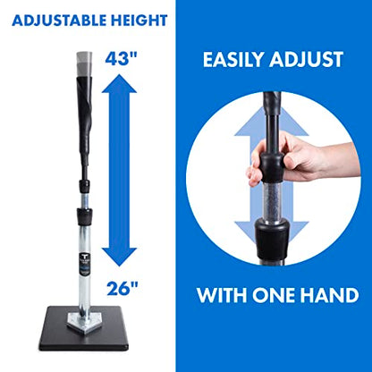 Tanner Tee The Original Batting Tee – Adjustable Pro Hitting Tee for Baseball & Softball, Steel Shaft, Composite Base, Hand-Rolled Rubber Top, 26"-43" Height