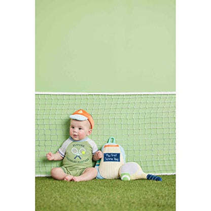 Mud Pie My First Tennis Bag Plush Set, Toddler Tennis Toy with Racket, Balls, Water Bottle and Visor, 18M+