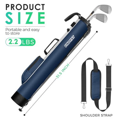 Findway Golf Stand Bag, Small Golf Bag for The Driving Range, Par 3 and Executive Courses, Lightweight Golf Club Carry Bag with Ball Holder and Pockets for Men Women - color: Blue
