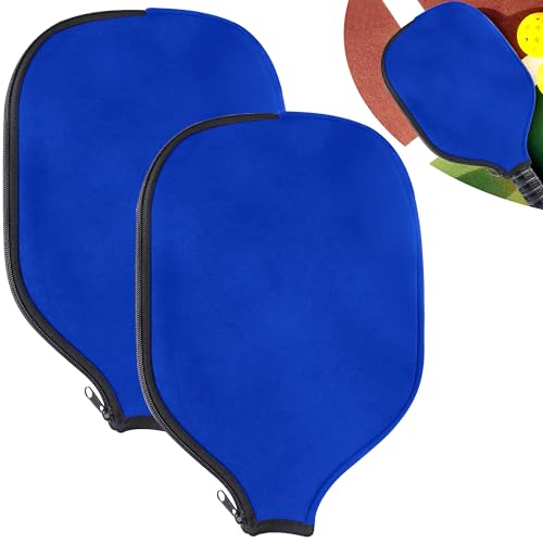 2 PCS Pickleball Paddle Covers, Durable Neoprene Universal 8.26 x 11.8Inch Zippered Racket Sleeve Storage Bag, Fits USAPA Standard Pickleball Racquets - color: Blue