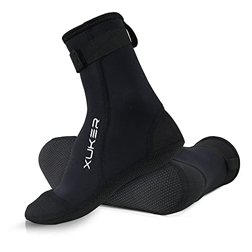 XUKER Neoprene Water Socks 3mm, Sand Proof Beach Volleyball Socks Diving Socks for Outdoor Water Sports - color: Black 01-high Cut, size: Medium