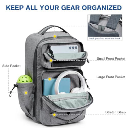 G4Free Pickleball Bag Fits 2 to 6 Paddles, Large Pickleball Backpack with Fence Hook for Men and Women
