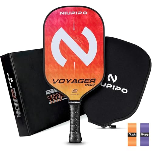 niupipo Pickleball Paddles Set of 2/4/1, USAPA Approved Carbon Fiber & Fiberglass Hybrid, Easy Power, Polypropylene Honeycomb Core, Cushioned 4.72" Grip, Bag/Cover, Pickleball Paddle Set for Men Women - color: orange