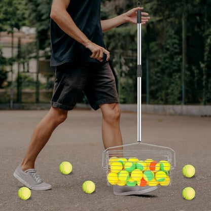 Portable Tennis Ball Picker Upper, Retractable Stainless Steel Collector Multifunction Retriever for Tennis Ball Pick Up, No Bending Needed