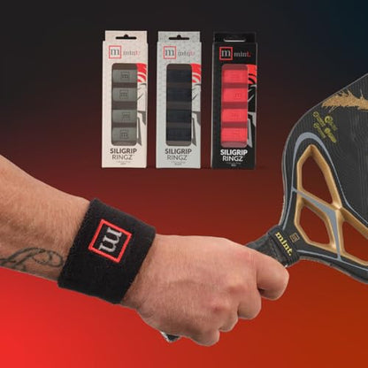 Siligrip Ringz Racket, Non-Slip Silicone Pickleball Paddle Grip Bands, Vibration Dampening Overgrip Alternative for Pickleball, Padel, Tennis, Badminton & Squash, 4 Pack - color: Black