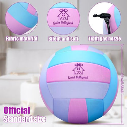 Teyva Silent Volleyball 3 Pack Soft Indoor Volleyball Size 5 Lightweight Training Ball for Beginner Home Indoor Practice Safe and Quiet Team Family Game with Pump Inflation Needle Net Bag