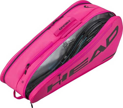 HEAD Tour Racquet Bag M (6R) Tennis Bag - Holds Up to 6 Racquets, CCT+ Climate Control Technology, 2 Main Compartments, Shoe Pocket & Backpack Carry System - color: Pink