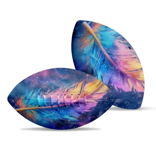 American Football, Official Size 11.9 x 7.3 Inch, Premium Composite Leather High-Grip Ball with Pro-Style Lacing, Unique Prints for Training, Games & Gifts - color: Galaxy Plume