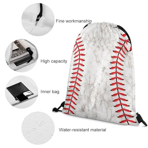 Baseball Drawstring Backpack - Cute Cinch Sack, String Backpacks for Kids Women Men Boys Girls for Gym Outdoor Sports Travel Athletic Drawstring Bag - Lightweight/Foldable