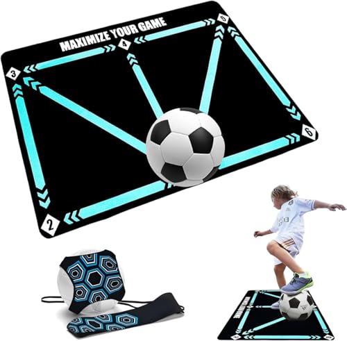 Football Footstep Training Mat – Soccer Agility Mat Non-Slip Silent Indoor & Outdoor Footwork Equipment for Speed Coordination & Ball Control