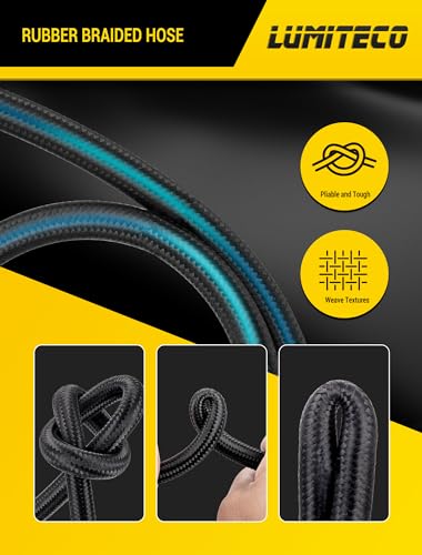 LUMITECO Quick Connect Tire Chuck Hose, Tire Valve Extension Tube w/Presta Valve & Air Pump Ball Needle Set, Air Inflator Pump Hose with Air Chuck Adapter for Portable Air Compressor