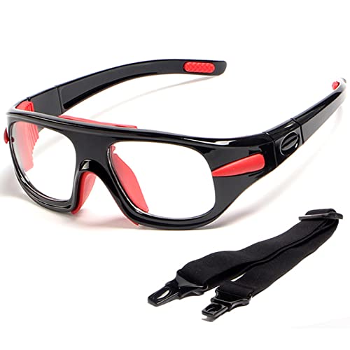 SHEEN KELLY Professional Sports Goggles Adult Protective Safety Goggles Basketball Glasses for Men with Adjustable - color: Replaceable Red