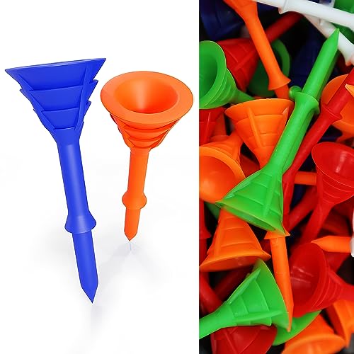 FINGER TEN Golf Tees Plastic Unbreakable Tee 3 1/4 Inch 12/24/60 Pack, Durable Stable Golf Tee 4 Colors Available for Practice - color: Multicolor, size: 3 1/4 Inch(24 Pack)