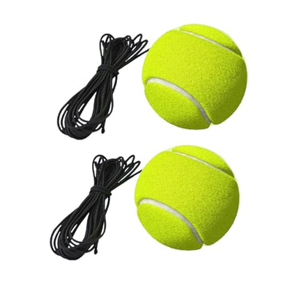 Q&F Tech Tennis Ball with String/Tennis Training Rebound Ball, Tennis Ball of Portable Tennis Equipment for Self-Practice, Solo Tennis Training Replaced Ball with Elastic Black Rope - color: Yellow X2