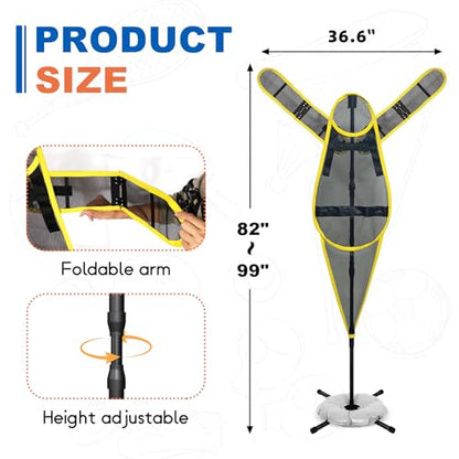Adjustable-Arm Basketball Defense Dummy Portable Basketball Training Aid Indoor/Outdoor Shooting, Dribbling, and Defense Training Wall Youth and Adult Universal Training Equipment