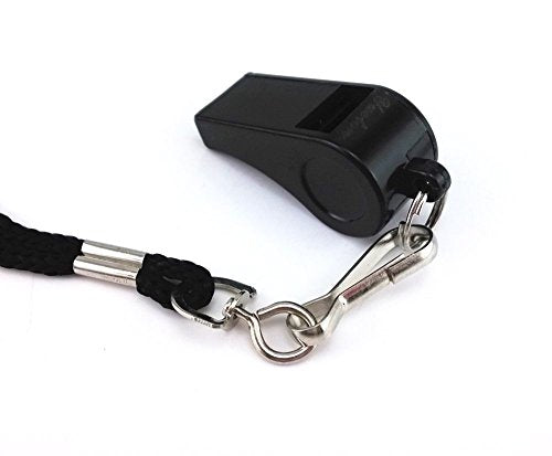 yueton Plastic Coach Whistles with Lanyard, Pack of 6 - color: Black