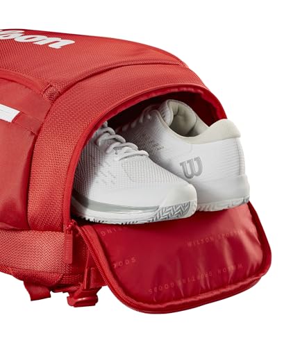 WILSON 2025 Super Tour Red Tennis Racket Bags - size: Backpack - Holds up to 2 Rackets