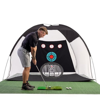 Golf Hitting Net,Chipping Net,Tri-Turf Mat,Golf Hitting Aid,10x7FT Practice Net for Backyard Driving,Chipping Training,Target Mat Balls for Indoor Outdoor use,Gifts for Men Dad Him Golfer