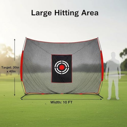 Golf Net Backyard Driving Practice - 10x8ft Heavy Duty Hitting Nets with High Impact Screen for Home Indoor Garage Swing Training Aids Outdoor Sports