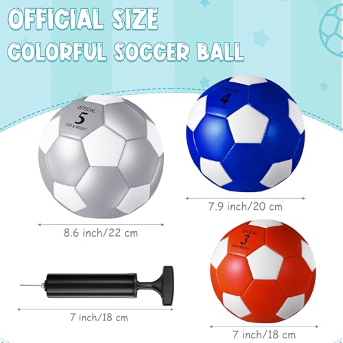 Jexine 6 Pcs Soccer Ball Bulk with Pump Official Size Indoor Outdoor Soft Soccer Sport Gift for Child Teen Adult Practice Game Back to School - size: 5