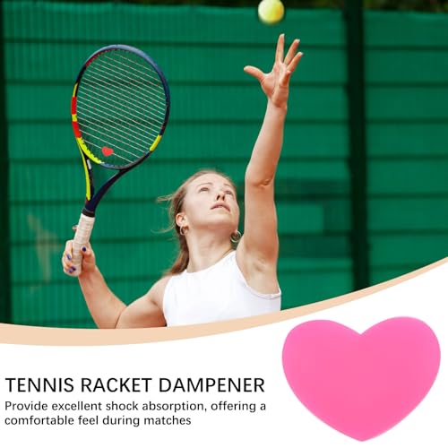 Tennis Racket Vibration Dampener Soft Silicone Racket Shock Absorber for Tennis Racquet String - Heart Shaped - color: Hot Pink