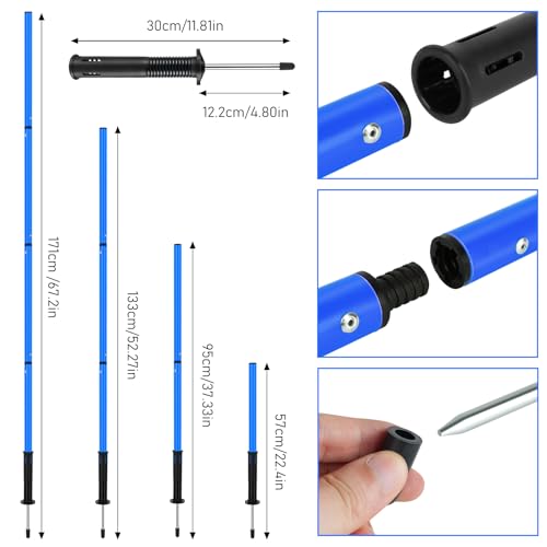 Soccer Agility Training Equipment: 6 Soccer Agility Poles, 20ft Agility Ladder, 10 Soccer Cones, 1 Jump Rope. Soccer Training Poles for Speed Training, Agility Training - color: blue