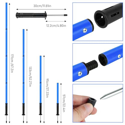 Soccer Agility Training Equipment: 6 Soccer Agility Poles, 20ft Agility Ladder, 10 Soccer Cones, 1 Jump Rope. Soccer Training Poles for Speed Training, Agility Training - color: blue