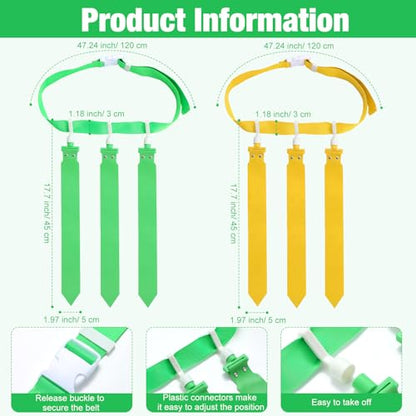Hungdao 10/12 Players Flag Football Belts and Flags Adjustable Football Belts for Kids Teens Adults Team Training Sport Event - color: Green,yellow