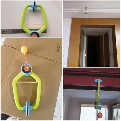 Hanging Table Tennis Trainer with Doorway Clip Ping Pong Paddles Rackets and 6 Balls Table Tennis Training Set No Table Game for Kids Indoor Sports Door Frames Attachement Hit Shot Practice