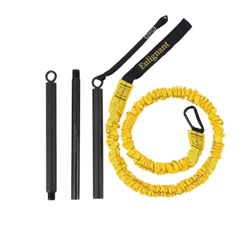 Swing Trainer for Golf/Baseball/Tennis Improvement, Resistance Cord (25&80lbs) with Weighted Workout Bar, Rotational Movements Exercise in Core Training