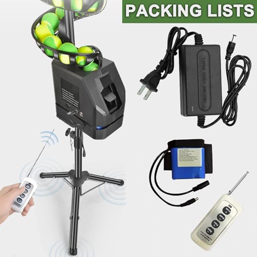 Automatic Tennis Ball Machine, Portable Remote Control Tennis Ball Server Machine, Adjustable Height (60~105cm) & Angle, Smart Ball Thrower