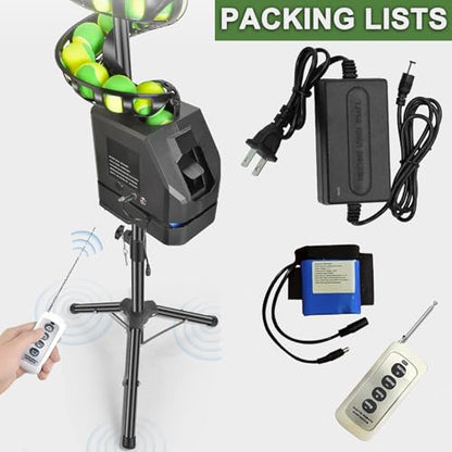 Automatic Tennis Ball Machine, Portable Remote Control Tennis Ball Server Machine, Adjustable Height (60~105cm) & Angle, Smart Ball Thrower