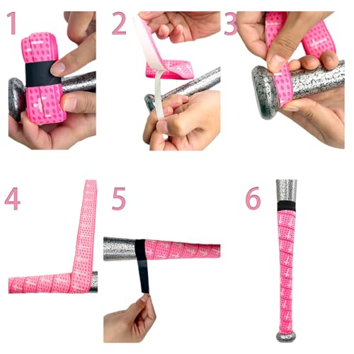 4 Pcs Cross Baseball Bat Grip Tapes, 1.5mm, Precut and Full Adhesive Softball Grip Tape,Non-Slip Baseball Bat Wrap, for Multi-Sport Handles - color: 6 colors