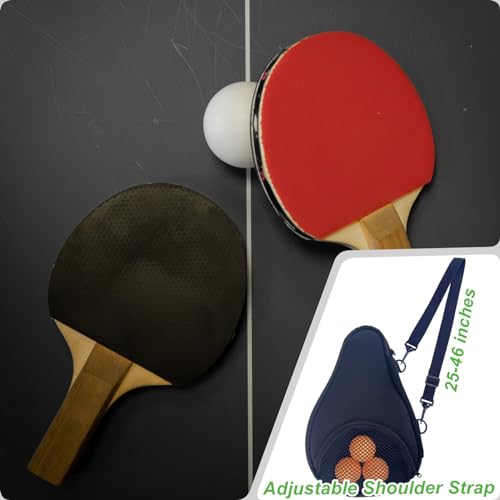 Table Tennis Racket paddle cover，Ping Pong Paddle Carry Sleeve Bag,Table Tennis Bat Protective Paddle Sleeve, Ping Pong Paddle Racket Bag Case With Ball Storage Mesh Pocket and Shoulder Carry Strap