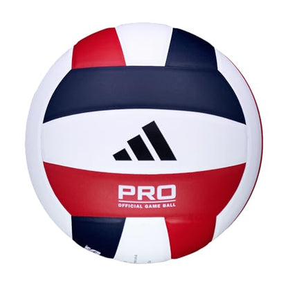 adidas | PRO | Hand Picked Leather Indoor Game Volleyball | NFHS Certified | Official Size - color: Red/White/Navy