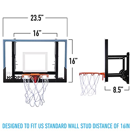 Franklin Sports Wall Mounted Basketball Hoop – Fully Adjustable – Shatter Resistant – Accessories Included Black/White