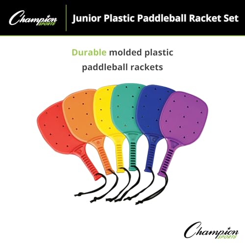 Champion Sports Plastic & Foam Racket Sets – Durable, Lightweight Paddles for Youth Play & PE, Paddleball, Racquetball
