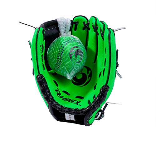 PHINIX Baseball Glove Tee Ball Mitts with Soft Ball for Kids Play & Training 8.5"-10" - color: Green, size: 9"Right Hand Throw