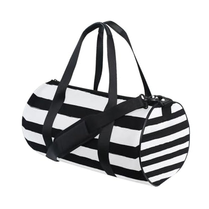 Sports Gym Travel Duffle Bag Black White Stripe Luggage for Men and Women - color: Black White Stripe